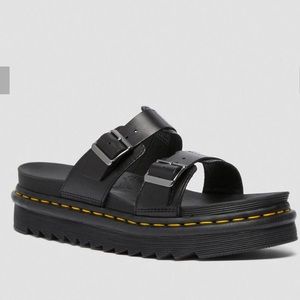 Dr. Martens - MYLES BRANDO LEATHER BUCKLE SLIDE SANDALS